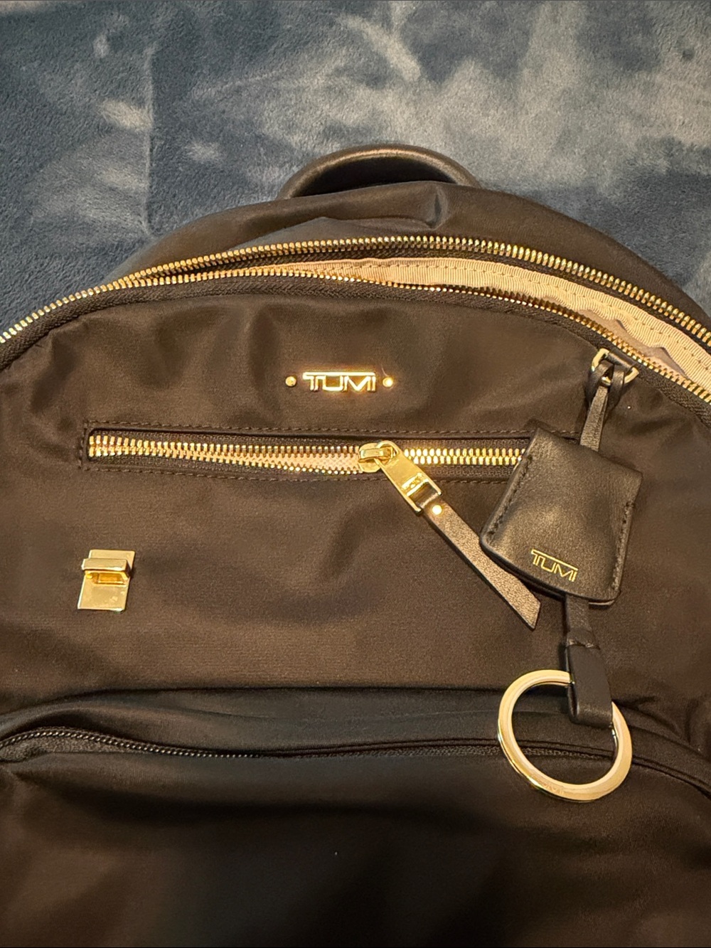 Tumi Black Nylon Backpack with Gold Accents - Picture 3 of 9
